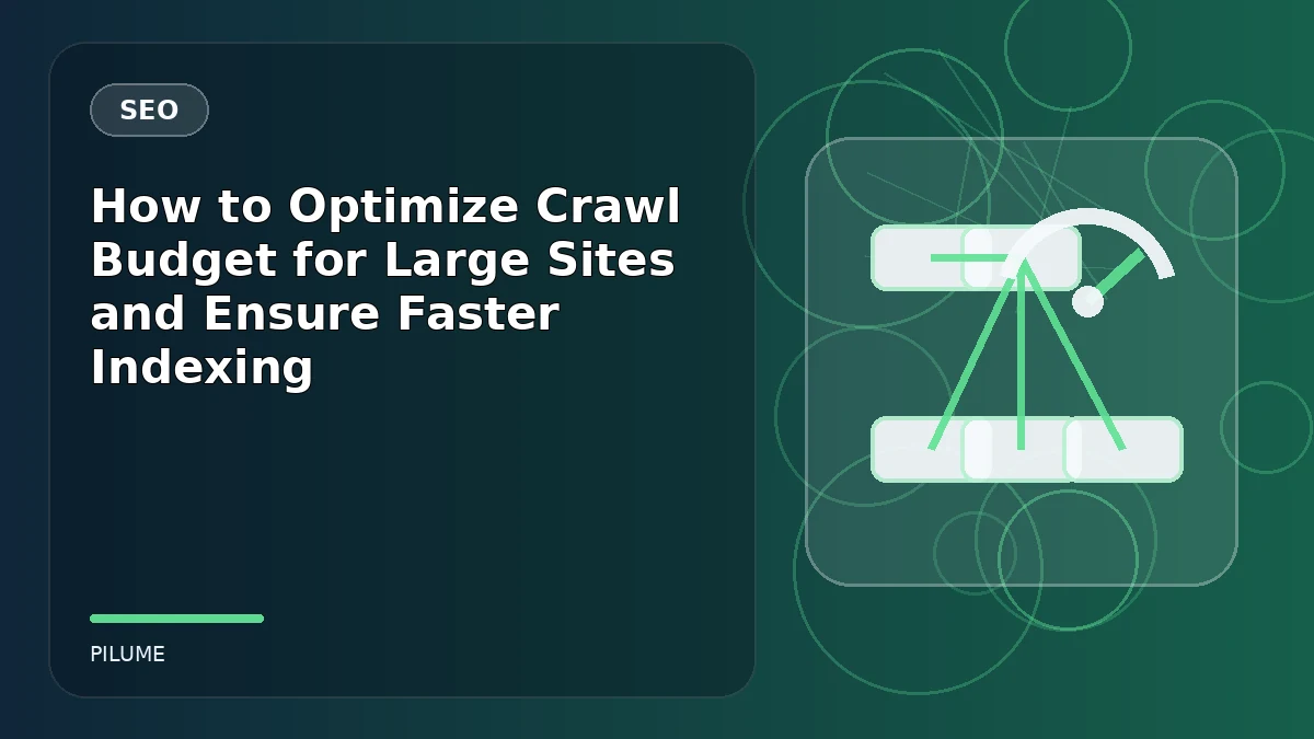 Technical SEO illustration with sitemap nodes and a performance gauge